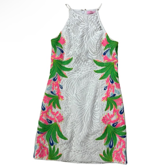Lilly Pulitzer Pearl Resort White Tropical Fruit Lace Shift Dress 2 - Picture 4 of 7